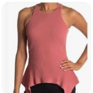 Cinq à Sept Ribbed Sleeveless Top in Rose